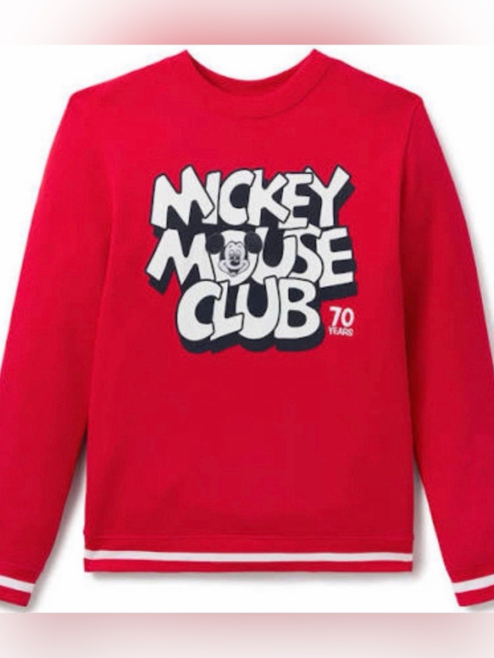 Mickey Mouse Club 70th Anniversary Pullover Sweatshirt Unisex Large Red NEW